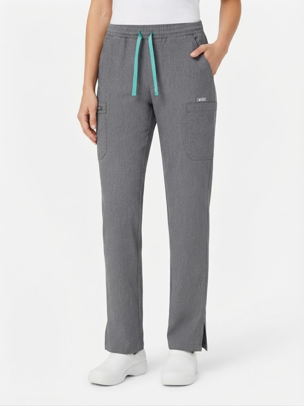 FIGS Technical Yola Skinny Slim Scrub Pants Women's S Graphite Gray Teal 29"
